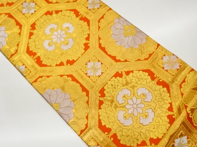 JAPANESE MARU OBI / WOVEN FLOWER CREST